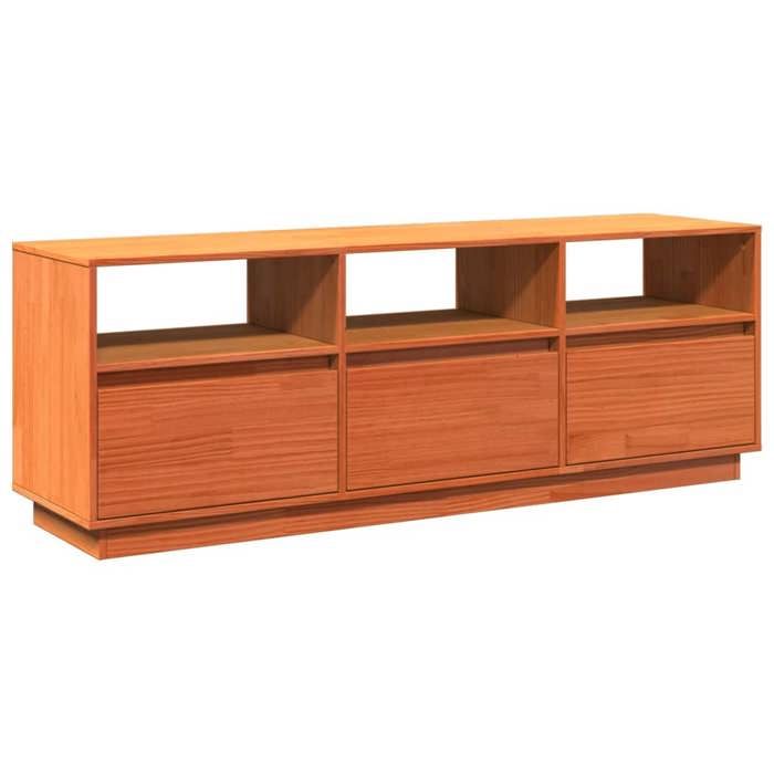 VidaXL Meuble TV cire marron 140x37x50 cm bois pin massif, support TV, meuble multimédia, centre de divertissement, buffet 847122