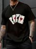Casual Cotton T-shirt with Playing Card Print