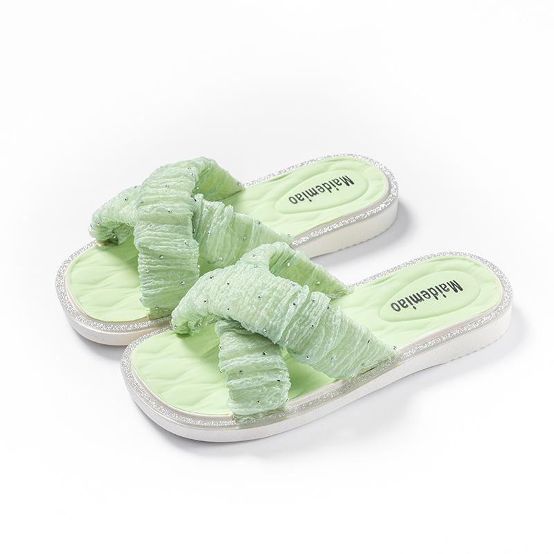 

Детские тапочки Принцесса Фея Ветер Летние Девочки Нескользящая Мягкая Подошва Уличная Обувь Дышащие Цыганские Бриллиантовые Перекрестные Тапочки 34-35 [Suitable for foot length 20.5cm]