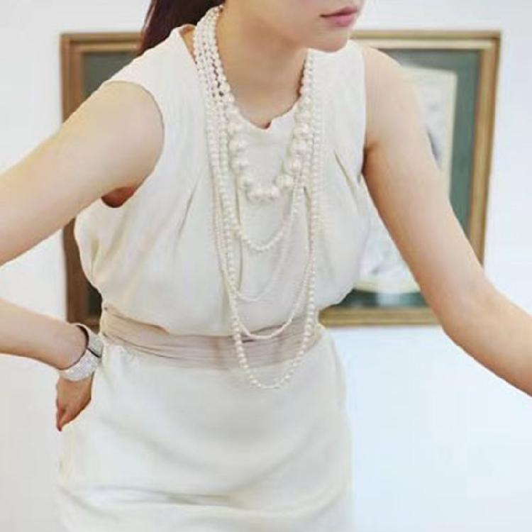 Faux Pearls Necklace and Earrings Set Fashionable Women's Faux Pearls Statement Necklace and Earrings Jewelry Set