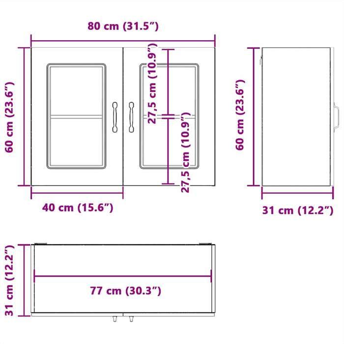 VidaXL Armoire murale de cuisine avec porte en verre Kalmar blanc, meuble mural de cuisine, armoires murales avec portes, 853607