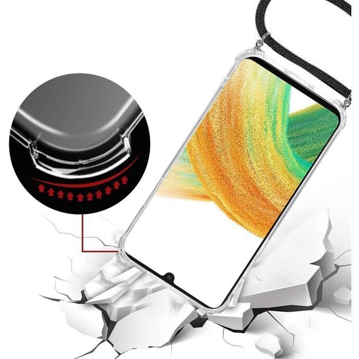 Coque de protection - BOOLING - pour Samsung Galaxy A23 5G - Souple - Antichoc - Transparent avec cordon rouge
