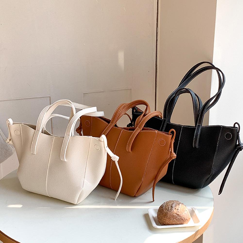 Vintage PU Leather Large Capacity Handbag for Women Fashion Shoulder Tote Bag Shopper Clutch