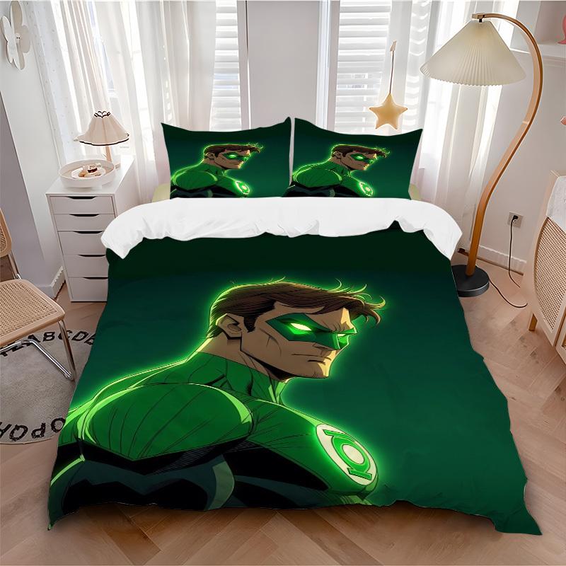 3pcs Green Lantern Duvet Cover Set, 1 Duvet Cover + 2 Pillowcases (No Insert), High-Definition Print for All Seasons,Durable yy251103005
