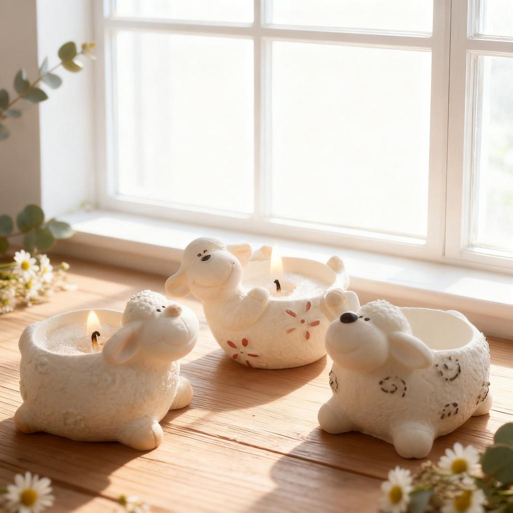 Lovely Sheep Candle Holder Silicone Mold Jewelry Storage Box Mold Tealight Candle Holder Mold for Epoxy Resin Casting