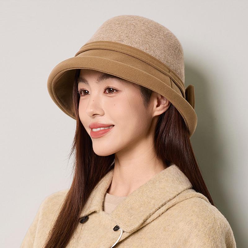 Fisherman Hat Women's Autumn Winter Wool Stitching Warm Hat