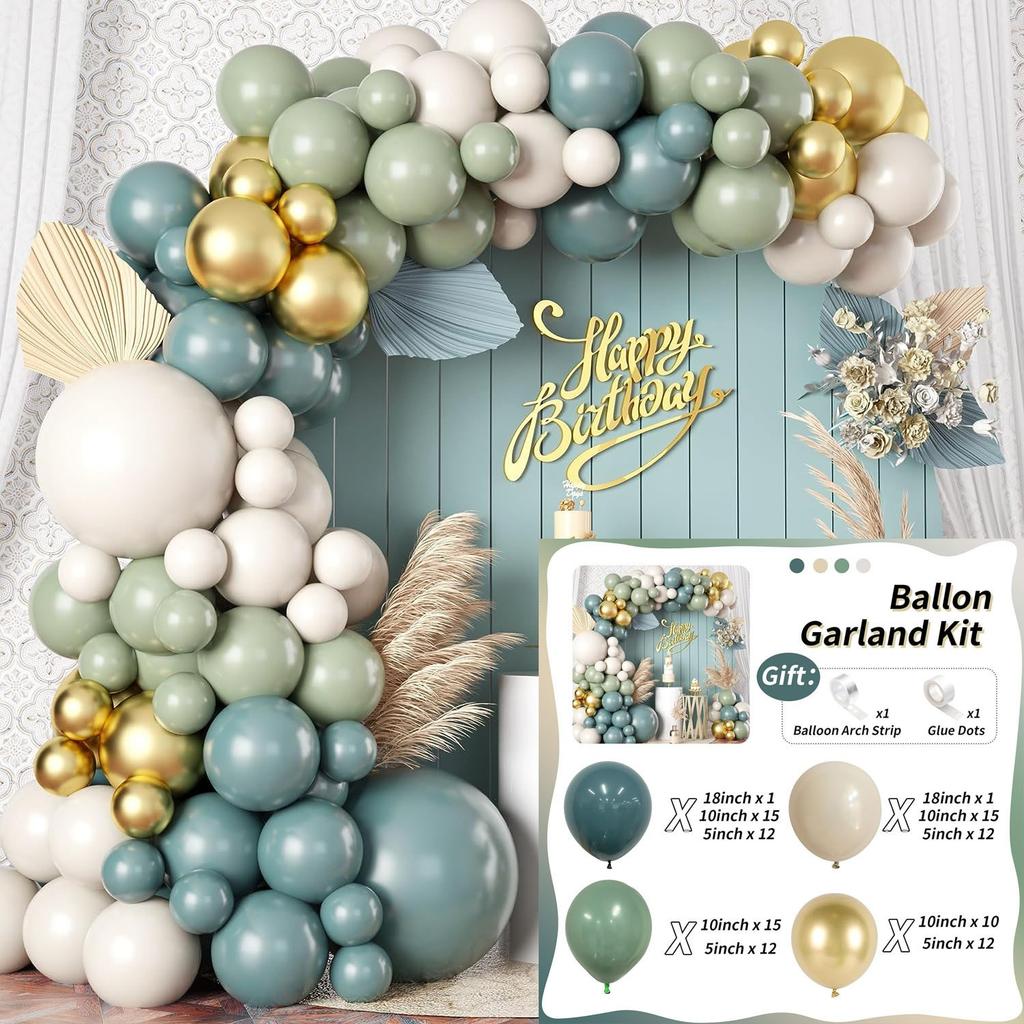 Jungle Green Birthday Arrangement Balloon Chain Package Festive Wreath Arch Party Decoration
