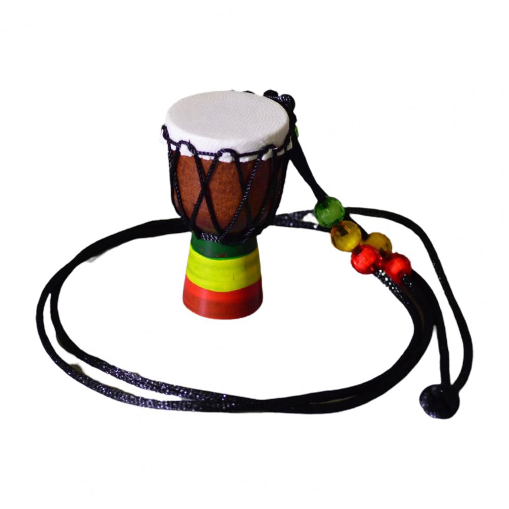 1116 Retro Rope Necklace Handmade Musical Instrument Pendent Classic Ornament Art Craft Mini African Drum Pendant Necklace