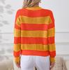 Women's Striped Sweater, Loose And Laid-back, Long-sleeved Pullover, Round-neck Knitted Top