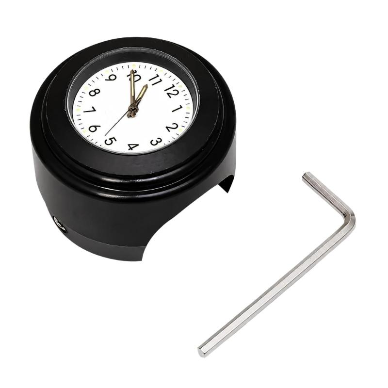Handlebar Clock Timepiece for Motorcycles, Analog Bar-Fit Clock for 22-25.4 Mm Bars and Daily Travel Road Use Access