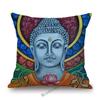 Worship Buddha Sakymuni Lotus Flower Buddism Oil Painting Southeast Asia Buddhists Decoration Pillow Case Linen Cushion Cover