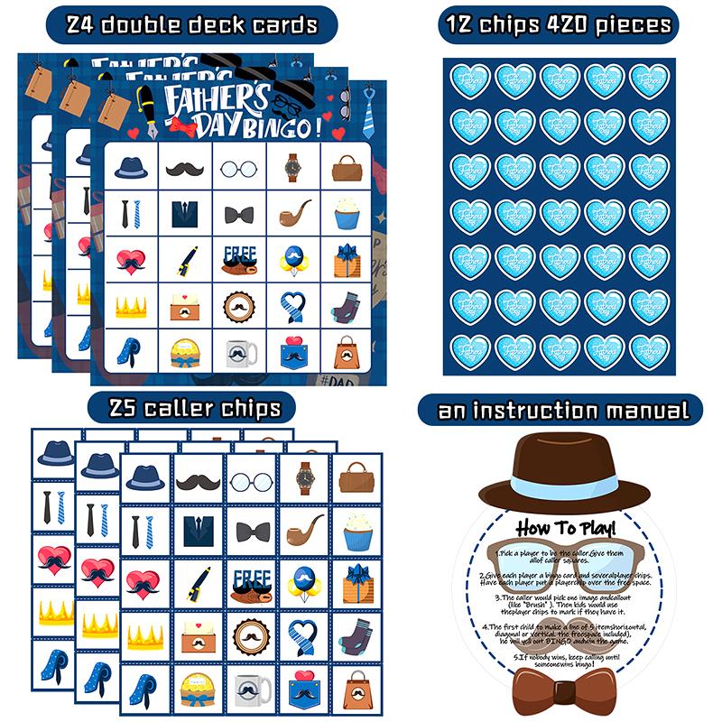 

Вечеринка ко Дню отца Игра бинго для родителей и детей Развлечение Настольная игра Набор карточек Принадлежности для мероприятий