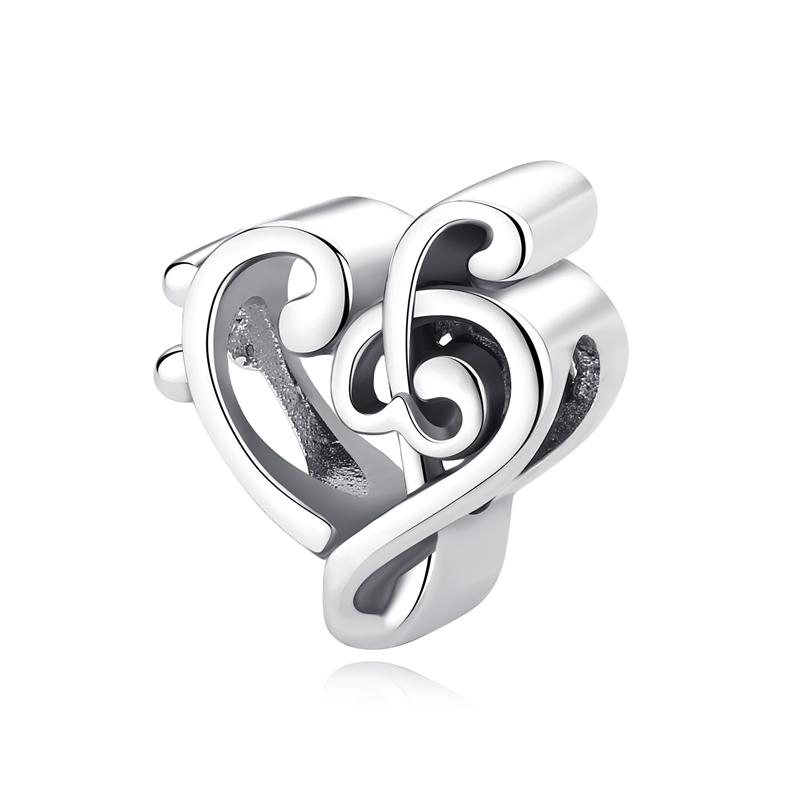 Original 925 Sterling copper Charm Bead Love Music Note Piano Pendant Charms Fit Brand Bracelets Necklaces Women Diy Zircon