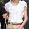 Short Sleeve Blouse Shirt Fashion Ruffles Ladies White Black Office Women