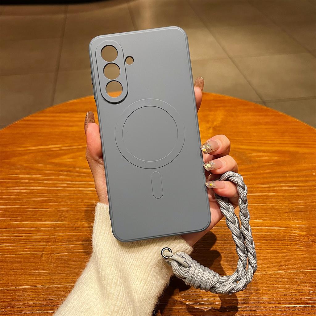 Silicone Wrist Strap Phone Case for Samsung Galaxy A17 A06 A16 A26 A36 A56 A05 A05S A15 A35 A55 for Magsafe Protective Cover