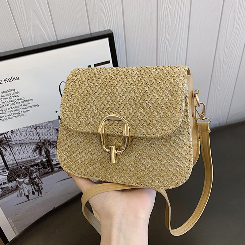 

2024 New Fashion Vacation Style Woven Small Square Bag Leisure Single Shoulder Crossbody Bag Minimalist Solid Color Women s Bag хакі