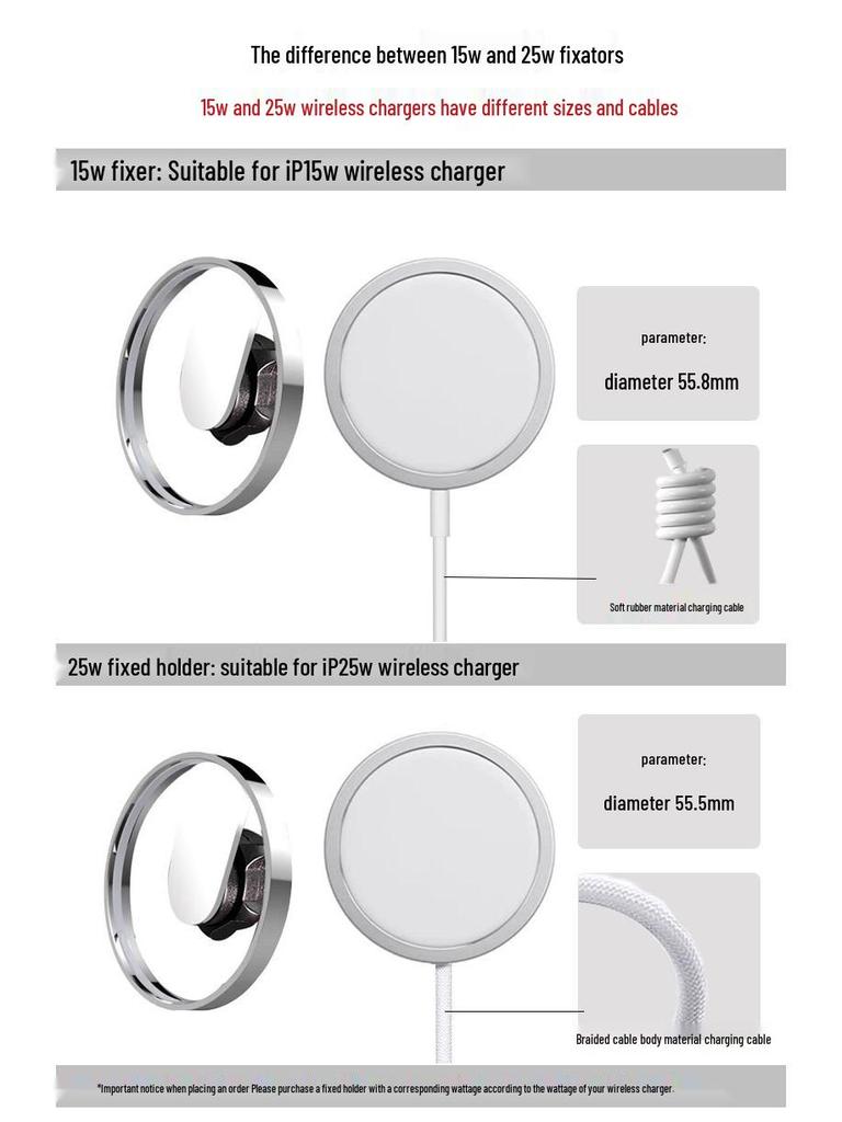 MagSafe 17mm Ball Head Bracket Zinc Alloy for Apple Wireless Charger, Car Mount