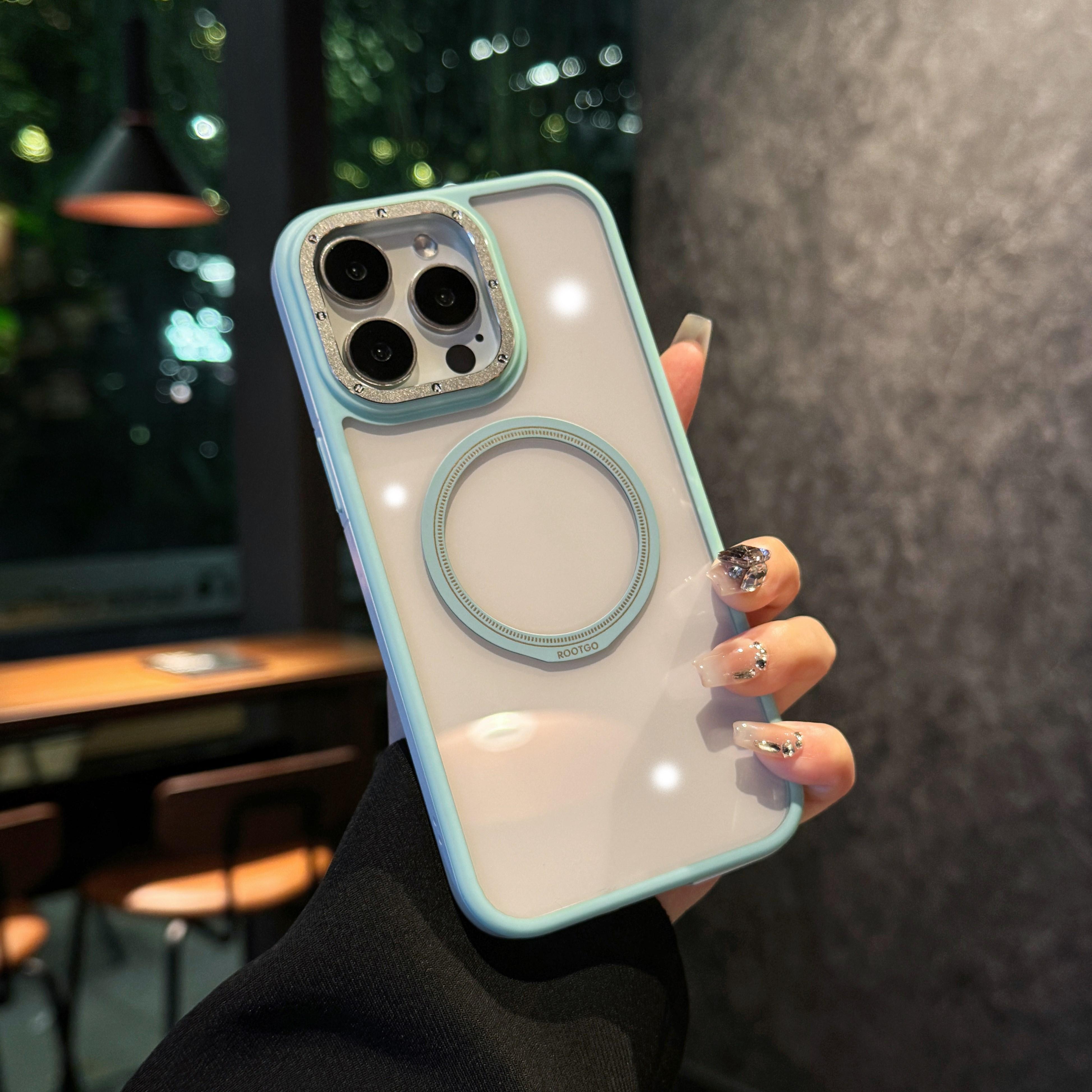 

Luxury Clear Armor Bumper Case for iPhone 16 Plus 15 14 13 Pro Max 11 Metal Lens Ring For Magsafe Wireless Charge Magnetic Cover For iPhone 11 зелений