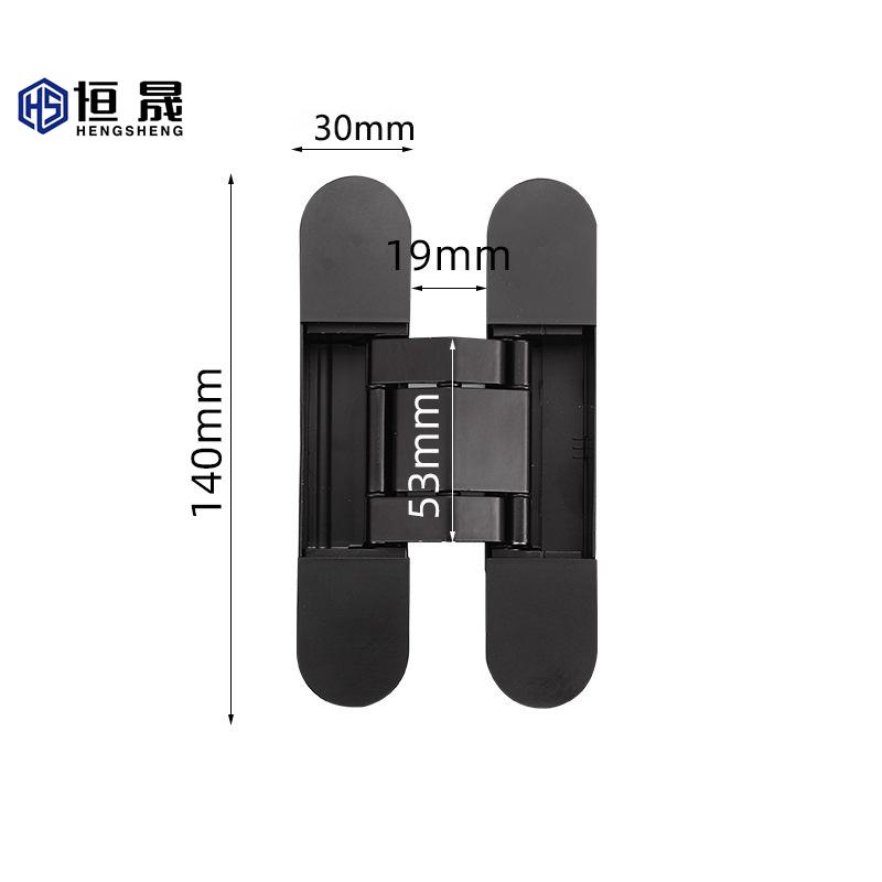 Doorplus Charnière de Porte Invisible Réglable 3D Charnières de Porte Alliage de Zinc Charnière de Porte Noire