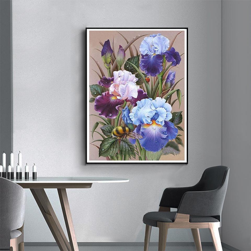 5D-diy-diamantmaleri Blomsterplante Korsstingsett Fullt diamantbroderi Mosaikkkunst Bilde av Rhinestones Dekor Gave