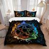 3pcs Symbol of Fire Water Earth and Air in Harmony Bedding Set, Including 1 Quilt Cover and 2 Pillow Shams, Without Filling,