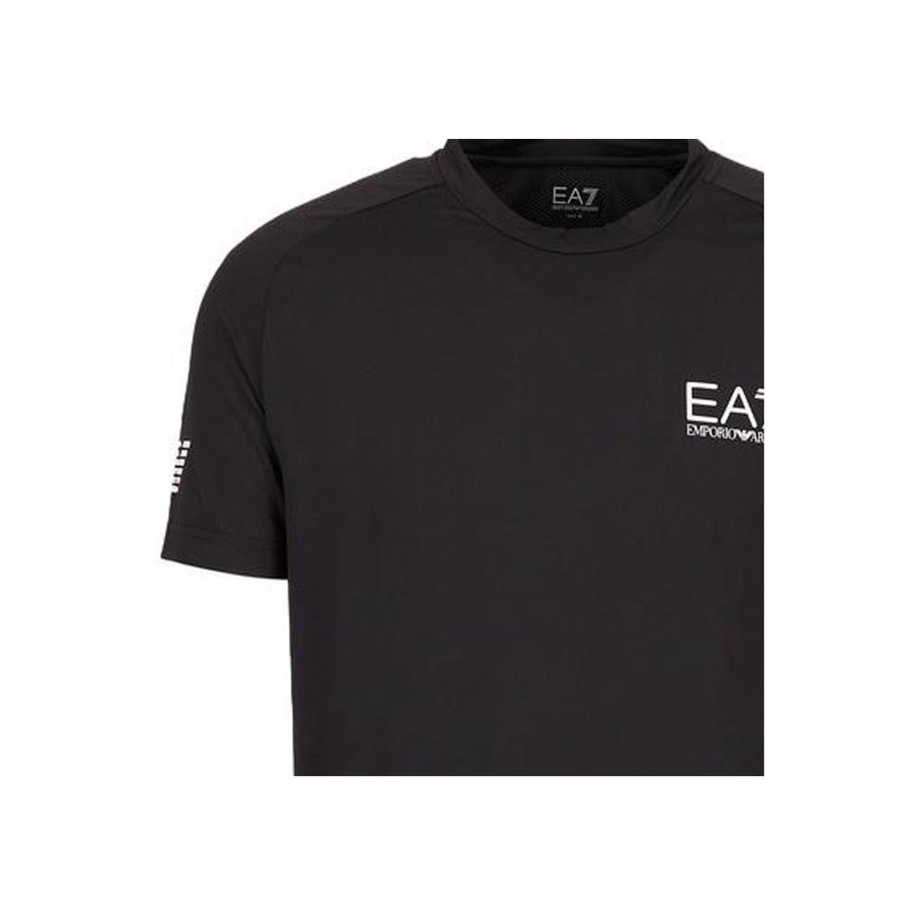 Emporio Armani EA7 SS23 Letter Logo Printed Mesh Short Sleeve T-Shirt Men tops Black 8NPT22-PJEMZ-1200