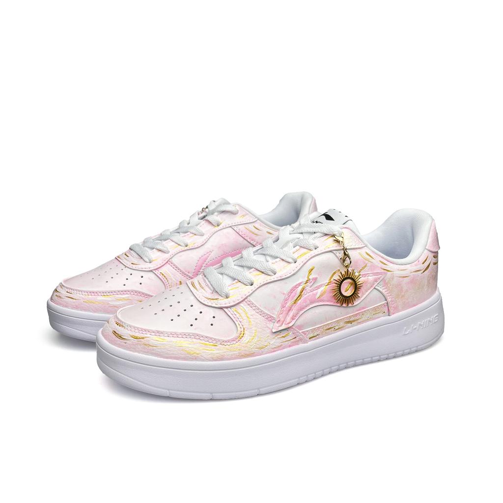 Li Ning Floating Boat Thermal Lightweight Breathable Slip Resistant Low top Skateboard Shoes Unisex White Pink AGCS419-1(Team920-BOX)