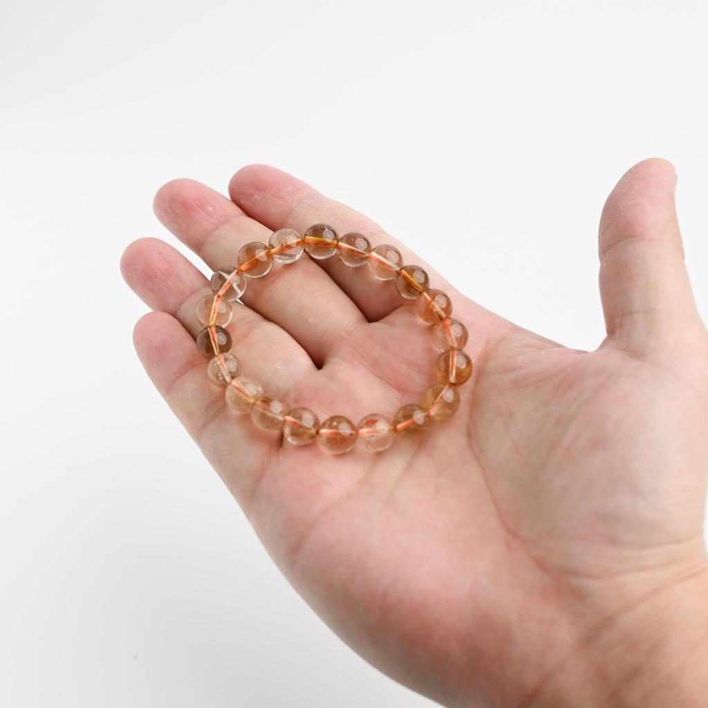 Eigado Rutilated Quartz 10mm 16cm Wrist Limited Natural Power Prayer Good Luck Feng Shui Bracelet, Stone, Circumference, One-of-a-Kind, Edition,