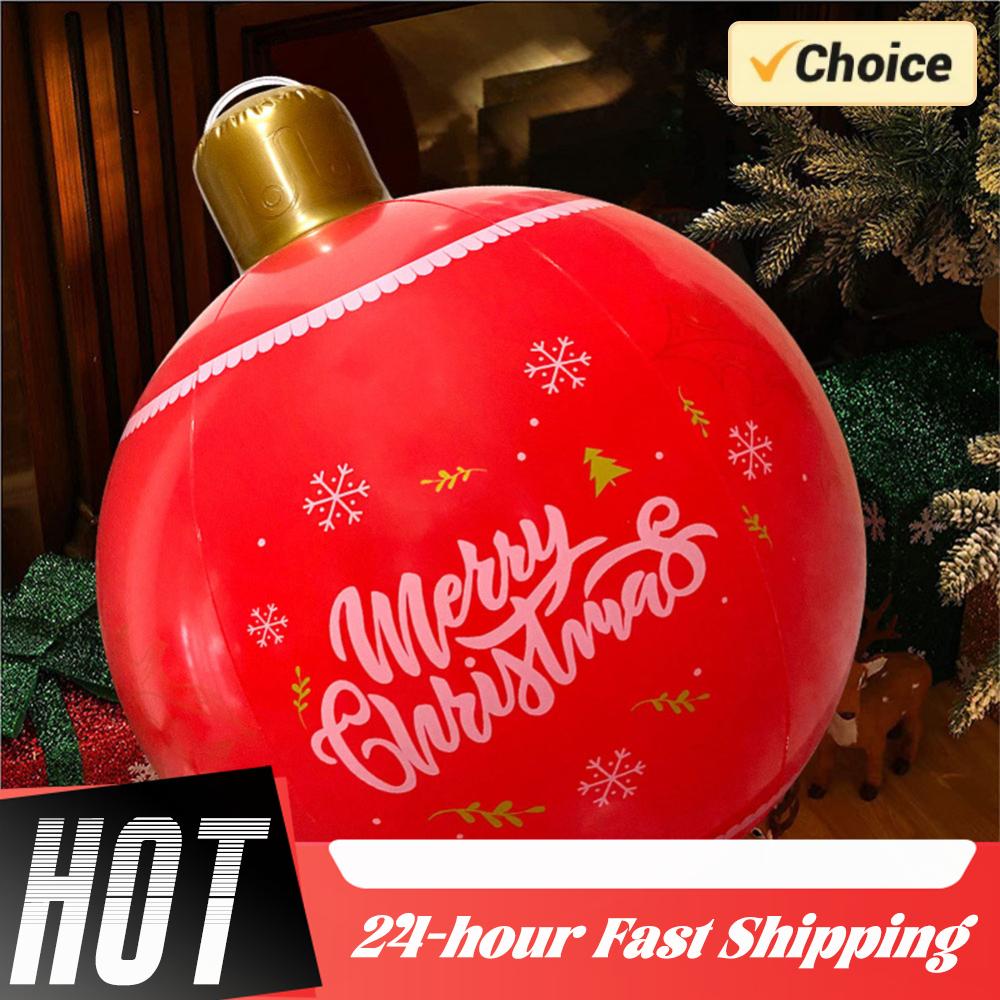 60cm New Inflatable Christmas Ball Giant Inflatable Christmas Ball New Years Christmas Ornaments Outdoor Christmas Holiday Decor