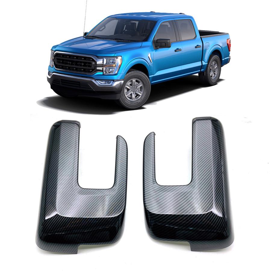 2pcs ABS Carbon Fiber Look Rear View Mirror Covers For Ford F-150 F150 2021-2022