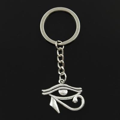 Fashion 30mm Key Ring Metal Key Chain Keychain Jewelry Antique Bronze Silver Color Ancient Egypt Eye Of Horus 33x27mm Pendant