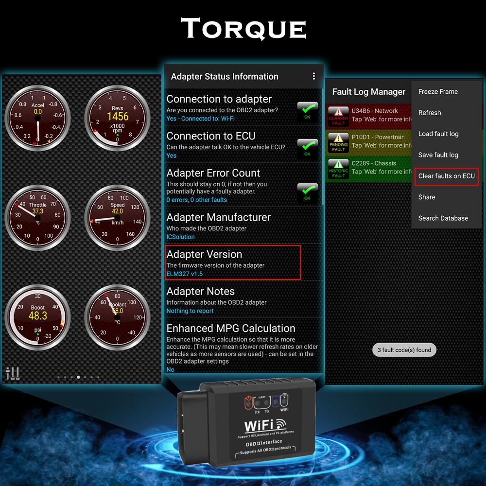 V1.5 WiFi Elm327 For Trcuk Van Car SUV Vehicle Auto Scanner OBD2 Engineering Diagnostic Tool