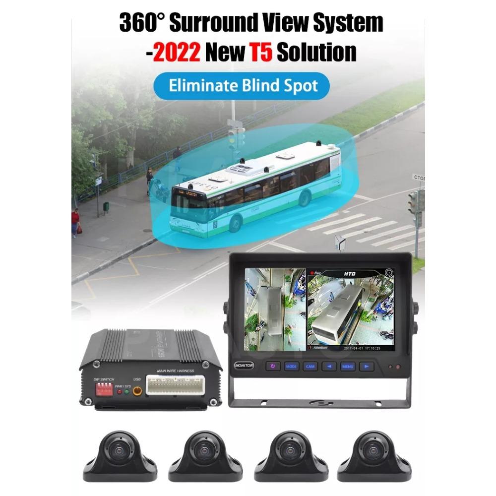Truck Bus 360 Degree Camera Auto Bird Eye 3D Panoramic View Front Back Side SVM Surround Monitoring Parking Reverse 4k Dash Cam
