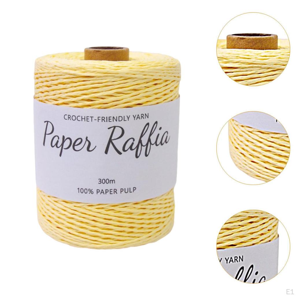 Cotton Raffia Yarn 328 Yards Lightweight Round String Soft for Crocheting Bags DIY Crafts Beach Hat