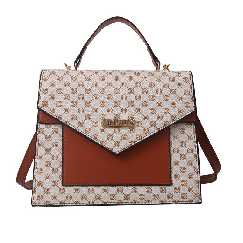 

Patchwork Color Vintage Shoulder Bag For Women Ideal For Use Daily бежевий