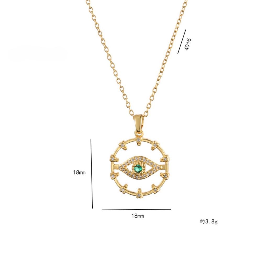 Punk Evil Eye Zircon Circle Pendant Necklace for Women Men Gold Silver Color Stainless Steel Chain Gothic Jewelry Gift for Lover