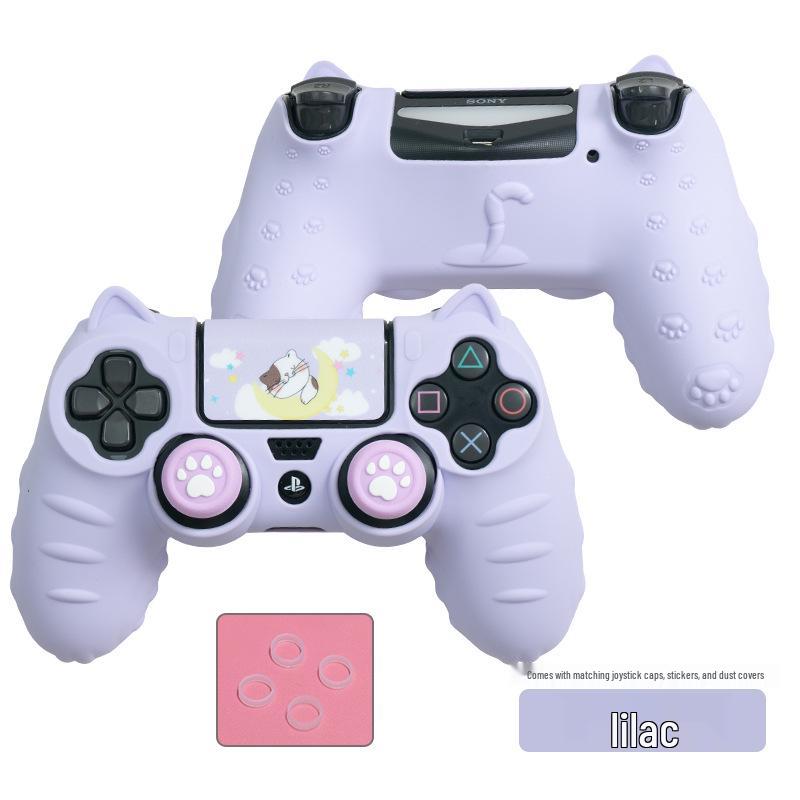 Cartoon Cute Silicone PS4 Controller Case with Joystick Caps, Stickers & Anti-Dust Ring