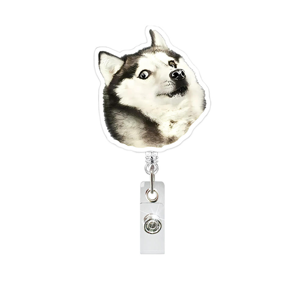 Funny Cat Expression Retractable Hospital Nurse Badge Holder Reel Cute Cartoon Meow Id Tag Work Card Holder Keychains