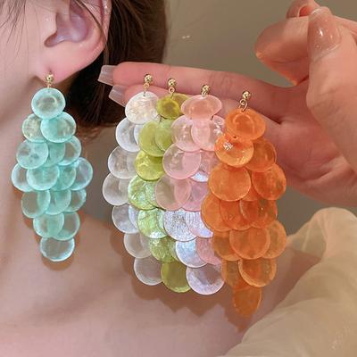 1 Ζευγάρι Μακριά Στυλ Πολυεπίπεδα Κρεμαστά Σκουλαρίκια Ημιδιαφανές Μεταλλικό Σχέδιο Βελόνας Τεχνητό