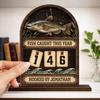 Personalized Fishing Wooden Sign 2-Layered Fish Caught Tracker Board with Number Tiles Custom Fisherman Gift for Husband Dad