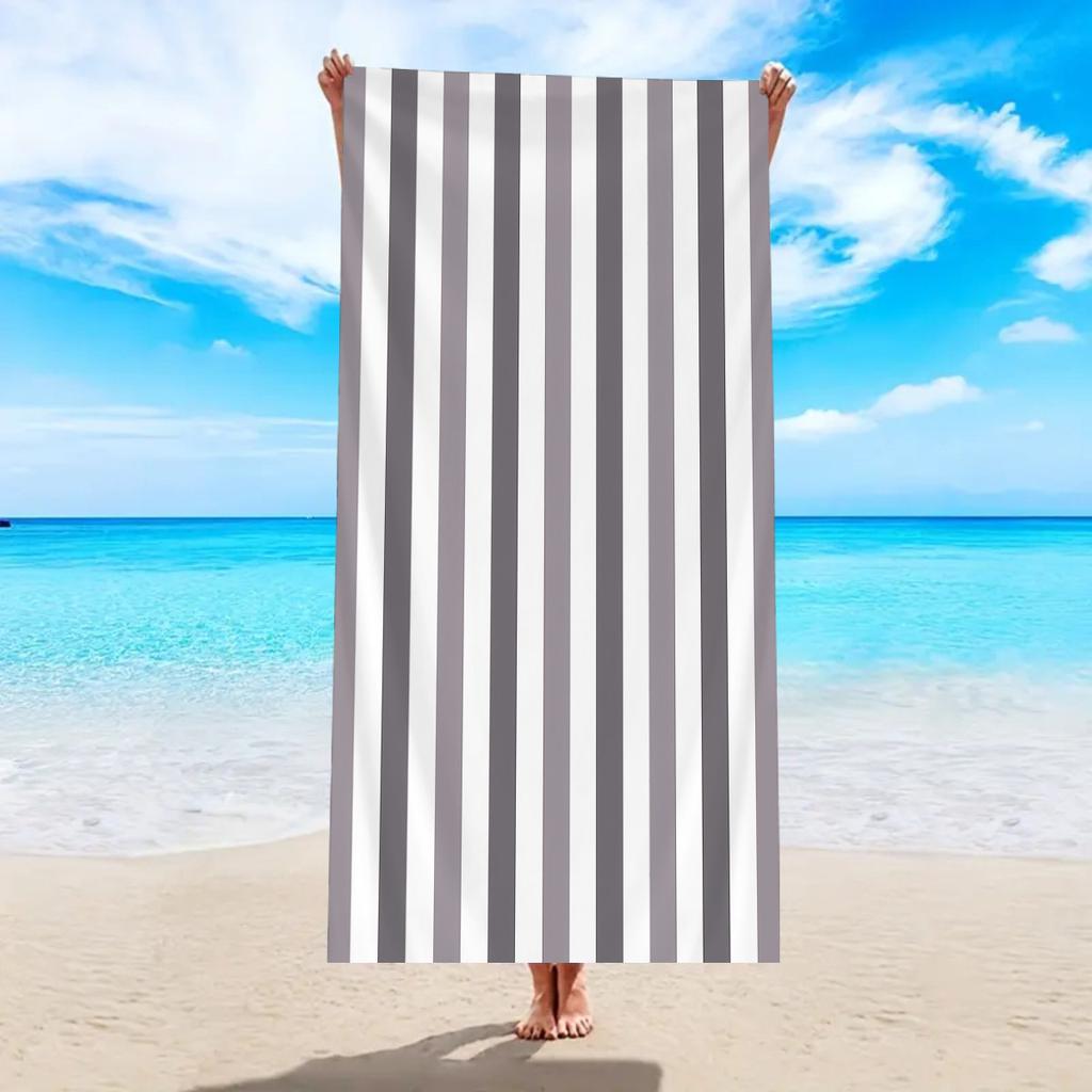 Soft Striped Microfiber Beach Towel Quick Drying Sand Resistant with Watercolor Stripe Design for Yoga Camping Outdoor