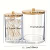 1pc Bamboo-covered Cotton Swab Box, Acrylic Round Storage Cup, Transparent Cotton Pad Box