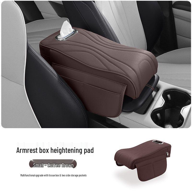 Zunjie S800 Armrest Box Pad with Tissue Box, Cup Holder, and Storage Bag for Car Interior Accessories.