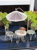 Міні-парасолька від сонця зі столиком та стільцями для лялькового будиночка