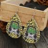 European & American Christmas Leopard Print Car Decoration Tree Earrings for Women