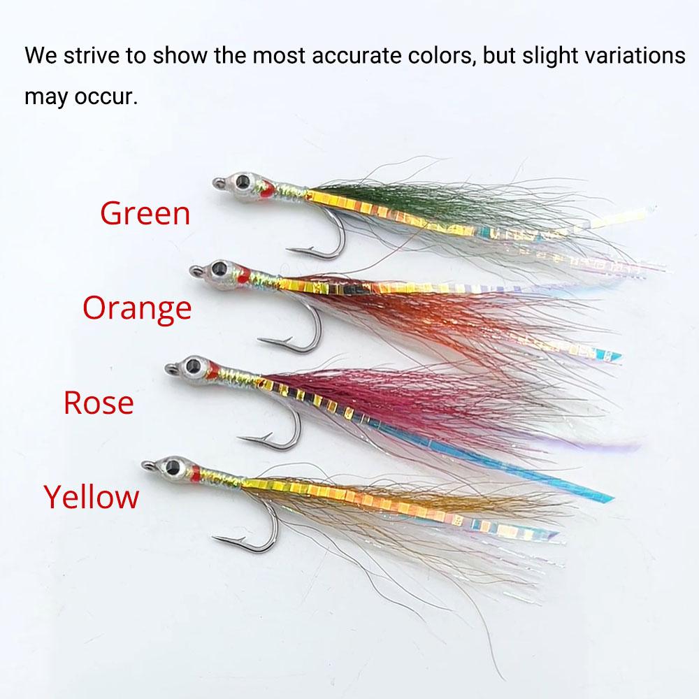 4pcs Surf Candy Sand Eel Streamer Flies,Realistic 3D Eyes Freshwater Saltwater Fly Fishing Lures for Sea Trout Pike Bass Anglers