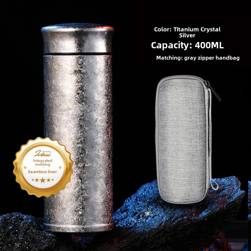 "Elegant Full Titanium Thermos Cup with Ice Flower Design - Perfect for Tea Brewing and Car Use"