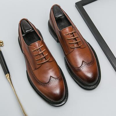 Fashion Spring and Autumn Brand Classic Oxford Shoes New Men Retro Brogues Shoes Lace-Up Block Business Wedding Dress Male Formal Shoes