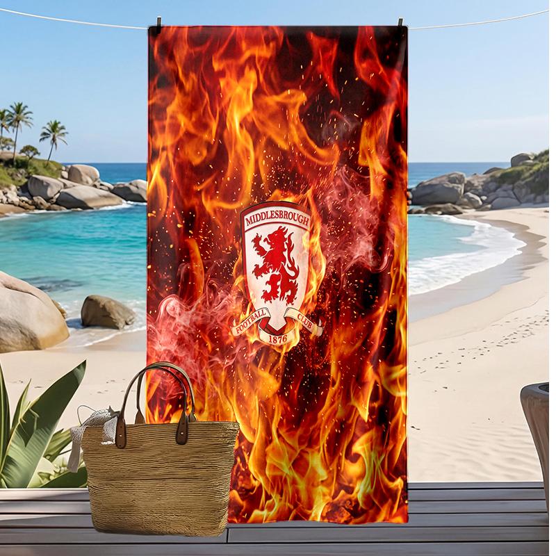 Middlesbrough Fußball Druck Strandtuch, Großes Weiches Schnelltrocknendes Handtuch für Strand Camping Schwimmen