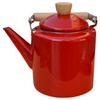 Retro emaljerad spishäll tekanna 2 4L Rött trähandtag Vattenkokare för te kaffe mjölk Vintage kökskastrull Spis toppkokare